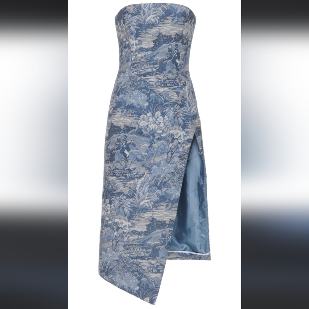 Off-White c/o Virgil Abloh strapless tapestry dress